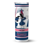 personalized los angeles angels snoopy dog blue white skinny tumbler best selling.webp