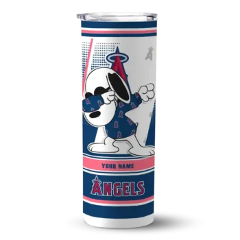 personalized los angeles angels snoopy dog blue white skinny tumbler best selling.webp