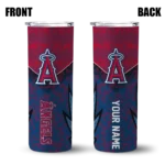 personalized los angeles angels spiral burst print blue skinny tumbler best selling.webp