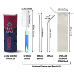 personalized los angeles angels spiral burst print blue skinny tumbler best selling.webp