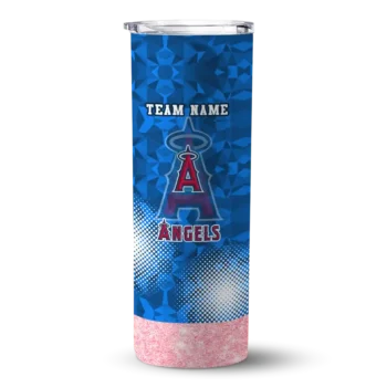 personalized los angeles angels starburst tiles blue skinny tumbler best selling.webp