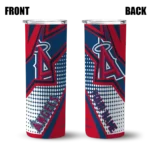 personalized los angeles angels web stripes blue white skinny tumbler best selling.webp