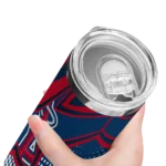 personalized los angeles angels web stripes blue white skinny tumbler best selling.webp