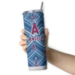 personalized los angeles angels zipper leopard blue skinny tumbler best selling.webp