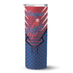 personalized los angeles dodgers chevron stripes blue skinny tumbler best selling.webp