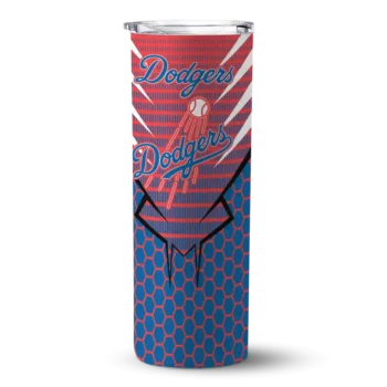 personalized los angeles dodgers chevron stripes blue skinny tumbler best selling.webp