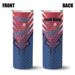 personalized los angeles dodgers chevron stripes blue skinny tumbler best selling.webp