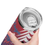 personalized los angeles dodgers chevron stripes blue skinny tumbler best selling.webp