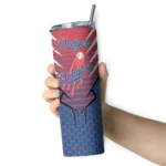 personalized los angeles dodgers chevron stripes blue skinny tumbler best selling.webp