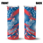 personalized los angeles dodgers helmet clash blue skinny tumbler best selling.webp