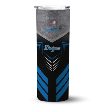 personalized los angeles dodgers hexagon honeycomb blue black skinny tumbler best selling.webp