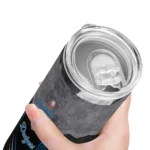 personalized los angeles dodgers hexagon honeycomb blue black skinny tumbler best selling.webp