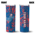 personalized los angeles dodgers metallic grid blue skinny tumbler best selling.webp