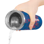 personalized los angeles dodgers metallic grid blue skinny tumbler best selling.webp