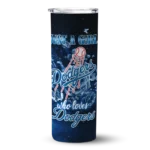 personalized los angeles dodgers rose romance blue black skinny tumbler best selling.webp