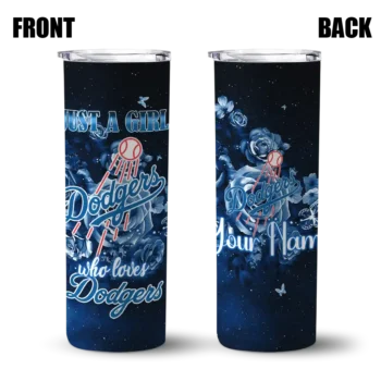 personalized los angeles dodgers rose romance blue black skinny tumbler fashion forward.webp