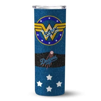 personalized los angeles dodgers star cluster blue skinny tumbler best selling.webp