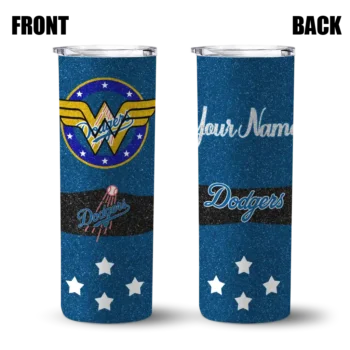 personalized los angeles dodgers star cluster blue skinny tumbler fashion forward.webp