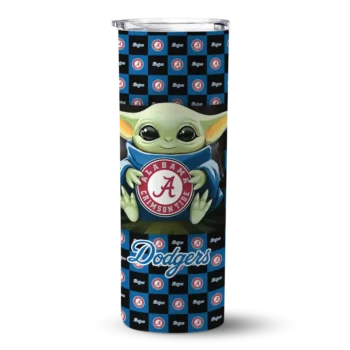 personalized los angeles dodgers yoda cozy blue black skinny tumbler best selling.webp