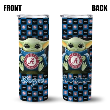 personalized los angeles dodgers yoda cozy blue black skinny tumbler fashion forward.webp
