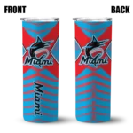 personalized miami marlins camo texture blue skinny tumbler best selling.webp