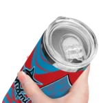 personalized miami marlins camo texture blue skinny tumbler best selling.webp