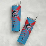 personalized miami marlins camo texture blue skinny tumbler best selling.webp