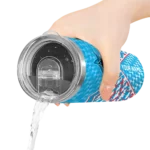 personalized miami marlins monogram burst blue white skinny tumbler best selling.webp