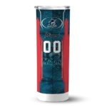 personalized miami marlins stacked diamond blue skinny tumbler best selling.webp