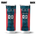 personalized miami marlins stacked diamond blue skinny tumbler best selling.webp