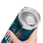 personalized miami marlins stacked diamond blue skinny tumbler best selling.webp