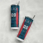 personalized miami marlins stacked diamond blue skinny tumbler best selling.webp