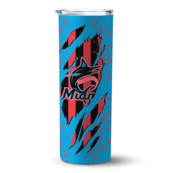 personalized miami marlins star pop blue black skinny tumbler best selling.webp