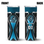 personalized miami marlins superman emblem blue black skinny tumbler best selling.webp