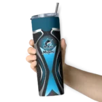 personalized miami marlins superman emblem blue black skinny tumbler best selling.webp