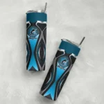 personalized miami marlins superman emblem blue black skinny tumbler best selling.webp