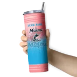 personalized miami marlins swirl texture blue skinny tumbler best selling.webp