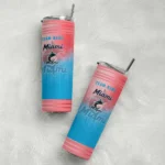 personalized miami marlins swirl texture blue skinny tumbler best selling.webp