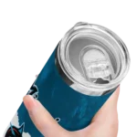 personalized miami marlins torn band blue white skinny tumbler best selling.webp