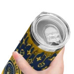 personalized milwaukee brewers camo streak navy blue skinny tumbler best selling.webp