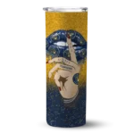 personalized milwaukee brewers sparkle lips navy blue skinny tumbler best selling.webp