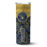 personalized milwaukee brewers spiral burst print navy blue skinny tumbler best selling.webp