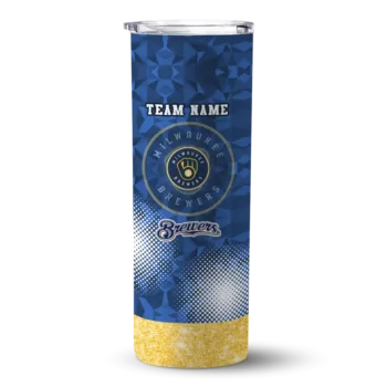 personalized milwaukee brewers starburst tiles navy blue skinny tumbler best selling.webp
