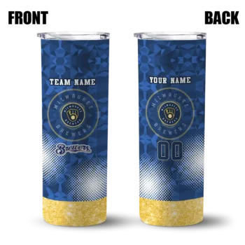 personalized milwaukee brewers starburst tiles navy blue skinny tumbler fashion forward.webp