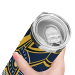 personalized milwaukee brewers web stripes navy blue white skinny tumbler best selling.webp