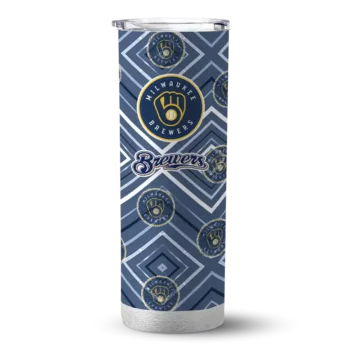 personalized milwaukee brewers zipper leopard navy blue skinny tumbler best selling.webp