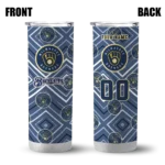 personalized milwaukee brewers zipper leopard navy blue skinny tumbler best selling.webp