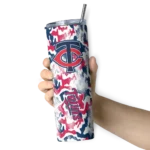 personalized minnesota twins claw marks navy white skinny tumbler best selling.webp