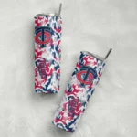 personalized minnesota twins claw marks navy white skinny tumbler best selling.webp