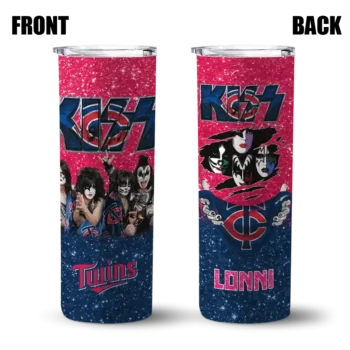 personalized minnesota twins kiss band red skinny tumbler fashion forward.webp